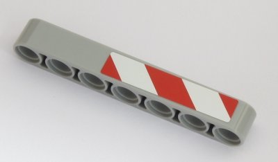 LEGO part Technic, Liftarm Thick 1 x 7 with Red and 2 White Danger Stripes Pattern Model Right Side (Sticker) - Set 42043 (32524pb028R)