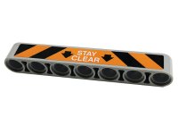 LEGO part Technic, Liftarm Thick 1 x 7 with Black and Orange Danger Stripes, Arrows and White 'STAY CLEAR' Pattern (Sticker) - Set 42112 32524pb049