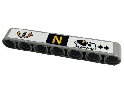 LEGO part Technic, Liftarm Thick 1 x 7 with Yellow Letter N, Arrows and Concrete Mixer Truck Pattern (Sticker) - Set 42112 (32524pb050)