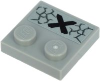 LEGO part Tuile, Modifiée 2 x 2 avec Tenons sur Bord avec Croix Noire et Motif Fissures (Autocollant) - Sets 71717 / 71721 33909pb005