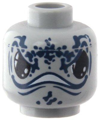 LEGO part Minifigure, Head Alien with Large Black Eyes, Wide Mouth And Dark Blue Spots Pattern (Atlantis Manta Ray) (3626pb0397)