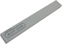 LEGO part Tile 1 x 8 with Dark Bluish Gray Triangle Arrows, 'OFF', 'ON' and Outline Pattern 4162pb330