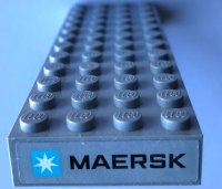 LEGO part Brick 4 x 12 with Maersk Logo on Light Bluish Gray Background Pattern on Both Ends (Stickers) - Set 10241 4202pb01