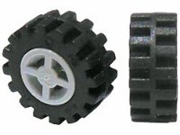 LEGO part Wheel 8mm D. x 6mm with Black Tire 15mm D. x 6mm Offset Tread Small - Band Around Center of Tread (4624 / 87414) 4624c06