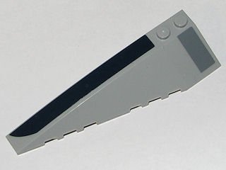 LEGO part Wedge 10 x 3 Left with Dark Blue and Dark Bluish Gray Boxes Pattern (Stickers) - Set 8036 (50955pb002)
