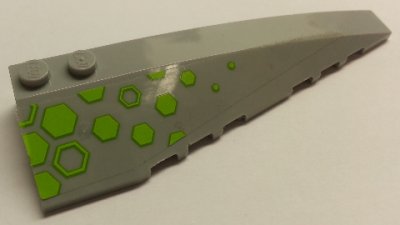 LEGO part Wedge 10 x 3 Right with Lime Hexagons on Transparent Background Pattern (Sticker) - Set 76040 (50956pb027)