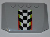 LEGO onderdeel Wedge 4 x 6 x 2/3 Triple Curved with Checkered Pattern with Red and Lime Border (Sticker) - Set 4433 52031pb041