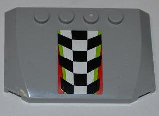 LEGO part Wedge 4 x 6 x 2/3 Triple Curved with Checkered Pattern with Red and Lime Border (Sticker) - Set 4433 (52031pb041)