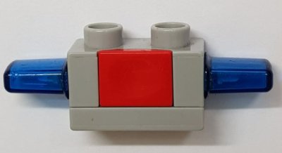 LEGO part Duplo Siren with Light and Sound, 1 x 2 Base with Red Button and Trans-Dark Blue Light Covers (52189c02)
