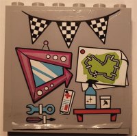 LEGO part Panel 1 x 6 x 5 with Tools, Race Track Map, and Checkered Flag Pattern (Sticker) - Set 41352 59349pb255