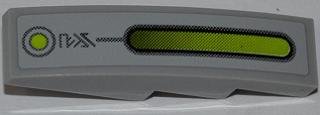 LEGO part Slope, Curved 4 x 1 with Lime Light Bar and Dot and Alien Characters Pattern (Sticker) - Set 7067 (61678pb042)