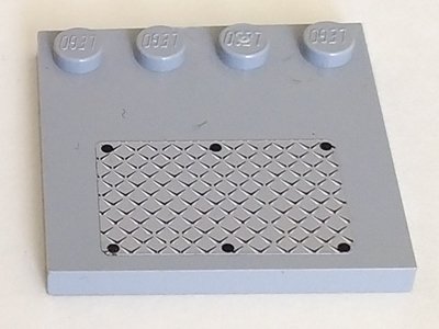 LEGO part Tile, Modified 4 x 4 with Studs on Edge with 6 Black Rivets on Small Silver Tread Plate Pattern (Sticker) - Set 7945 (6179pb029)