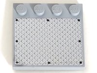 LEGO part Tile, Modified 4 x 4 with Studs on Edge with 8 Black Rivets on Large Silver Tread Plate Pattern (Sticker) - Set 7944 6179pb084