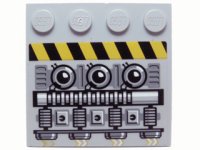 LEGO part Tile, Modified 4 x 4 with Studs on Edge with Engine and Black and Yellow Danger Stripes Pattern Model Left Side (Sticker) - Set 7666 6179pb112L