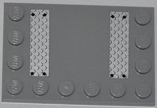 LEGO part Tile, Modified 4 x 6 with Studs on Edges with Two Silver Tread Plates Pattern (Stickers) - Set 4643 (6180pb052)