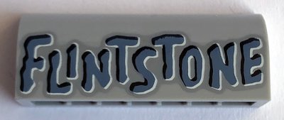 LEGO part Slope, Curved 1 x 4 x 1 1/3 with 'FLINTSTONE' Pattern (6191pb021)
