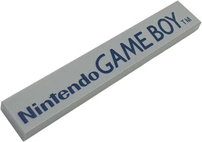 LEGO part Tile 1 x 6 with Dark Blue 'Nintendo GAME BOY' Pattern (6636pb382)