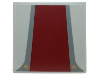 LEGO part Tile 6 x 6 with Dark Red Rectangle with Dark Bluish Gray Edges Pattern (Sticker) - Set 8039 (6881pb05)