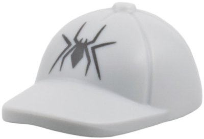 LEGO part Minifigure, Headgear Cap - Short Smooth Curved Bill with Seams and Button on Top with Black Spider Pattern (7314pb01)