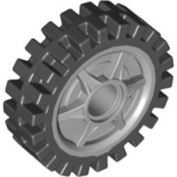 LEGO part Wheel 24 x 7 with Shallow Spokes with Fixed Black Rubber Tire 74214c01