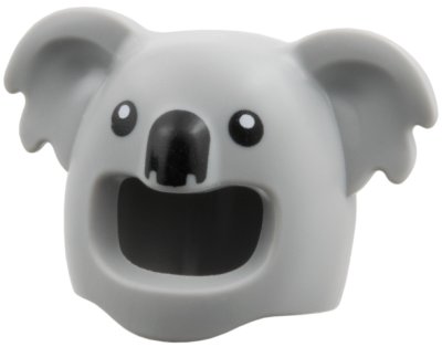 LEGO part Minifigure, Headgear Head Cover, Costume Koala with Black Eyes and Nose Pattern (7720pb01)
