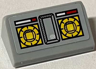 LEGO part Slope 30 1 x 2 x 2/3 with Yellow Knobs and Signal Strength Display Pattern (Sticker) - Set 8424 (85984pb013)