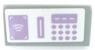 LEGO part Slope 30 1 x 2 x 2/3 with Lavender Keypad, Card Reader and Contactless Payment Screen Pattern (Sticker) - Set 41450 (85984pb400)