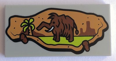 LEGO part Tile 2 x 4 with Stone and Woolly Mammoth Pattern (87079pb0561)