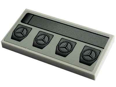 LEGO onderdeel Tile 2 x 4 with Black Mercedes-Benz Logos and Stripe Pattern (Sticker) - Set 42129 (87079pb1141)