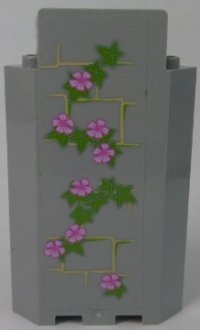 LEGO onderdeel Panel 3 x 3 x 6 Corner Wall without Bottom Indentations with Bricks and Ivy Trunks with 8 Magenta Flowers Pattern 2 (Sticker) - Set 41055 87421pb041L