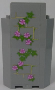 LEGO part Panel 3 x 3 x 6 Corner Wall without Bottom Indentations with Bricks and Ivy Trunks with 8 Magenta Flowers Pattern 2 (Sticker) - Set 41055 (87421pb041L)
