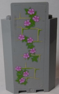 LEGO part Panel 3 x 3 x 6 Corner Wall without Bottom Indentations with Bricks and Ivy Trunks with 10 Magenta Flowers Pattern 2 (Sticker) - Set 41055 (87421pb041R)