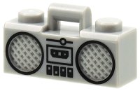 LEGO part Minifigure, Utensil Radio Boom Box with Bar Handle with Black Cassette Player, Switches and Rimmed Speakers Pattern 93221pb03