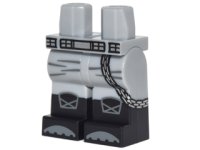 LEGO part Hips and Legs with Silver Belt and Chain, Knee Pads and Black Boots with Dark Bluish Gray Tips Pattern 970c00pb0535