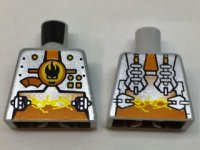 LEGO part Torso Agents Villain Magma Silver Front Panel Pattern 973pb0577