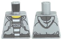 LEGO part Torso Town Prisoner Number 60675, Hooded Sweatshirt over Prison Stripes Pattern 973pb1029