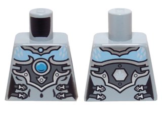 LEGO onderdeel Torso Chima Female Outline with Bright Light Blue Chest, Silver Armor and Buckles and Dark Azure Round Jewel (Chi) Pattern (973pb1628)