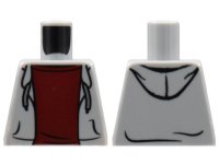 LEGO part Torso Hooded Sweatshirt Open with Drawstrings over Dark Red Top Pattern 973pb2066