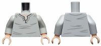 LEGO part Torso Henley Shirt with Open Collar and Dark Bluish Gray Creases, Light Nougat Neck Pattern / Light Bluish Gray Arms / Light Nougat Hands 973pb3627c01