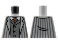 LEGO part Torso Jacket with Dark Bluish Gray Pinstripes and Vest, White Shirt, Dark Orange Tie Pattern 973pb4899