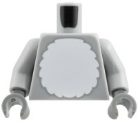 LEGO part Torso White Round Fur Belly Pattern / Light Bluish Gray Arms / Dark Bluish Gray Hands 973pb6444c01