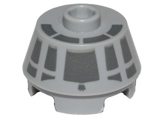 LEGO part Cone 2 x 2 Truncated with Dark Bluish Gray Millennium Falcon Cockpit on Top and Side Pattern (98100pb08)
