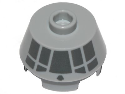 LEGO part Cone 2 x 2 Truncated with Dark Bluish Gray Millennium Falcon Cockpit on Side Pattern (98100pb15)