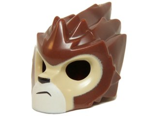 LEGO part Minifigure, Headgear Mask Lion with Tan Face and Crooked Frown Pattern (11129pb08)