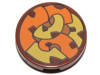LEGO part Baldosa, Redonda 2 x 2 con Soporte de Espiga Inferior con Patrón de Tentáculos Naranjas y Amarillos 14769pb090