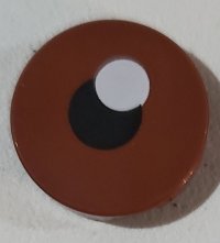LEGO part Carreau, Rond 2 x 2 avec Support de Tenon Inférieur avec Pupille Noire et Motif Reflet Blanc 14769pb320