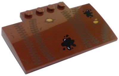 LEGO part Pente, Courbe 5 x 8 x 2/3 avec 4 Tenons avec Motif Traces de Pneu et Éclaboussures d'Huile (15625pb017)