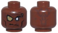 LEGO part Minifigure, Head Alien with PotC Zombie with Silver Eye and Eye Patch Pattern 3626pb0561