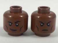 LEGO part Minifigure, Head Dual Sided Black Eyebrows and Cheek Lines, Smirk with Raised Eyebrow / Firm Expression Pattern 3626pb2046