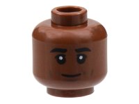 LEGO part Minifigure, Head Thick Black Eyebrows, Dark Bluish Gray Cheek Lines and Chin Dimple, Closed Grin Pattern - Hollow Stud 3626pb3058